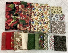 Mixed Lot Christmas Cotton Fabric Fat Quarters Bundle + Longer Lengths Unused#VH
