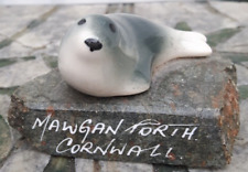 Cornish Serpentine Mawgan Porth Cornwall Seal On Rock Ornament / Decoration