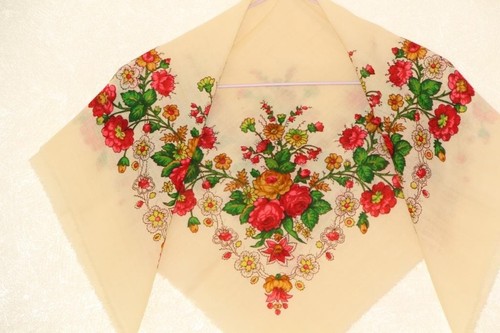 White floral shawl ukrainian - floral,