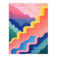 Stairway To Heaven Colourful Abstract Risograph Screenprint Art Poster Print