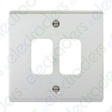 Deta G3422CH 'Slimline Decor' Grid Switch Cover Plate - Polished Chrome 2 Gang