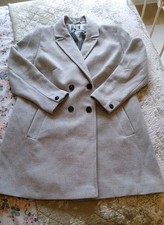 Ladies Size 18 Grey Wool Blend 3/4 Length Smart Coat By Debenhams 
