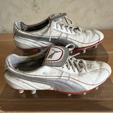 Puma King Football Boots Size UK 7 White Silver Red Moulded Studs Vintage Retro