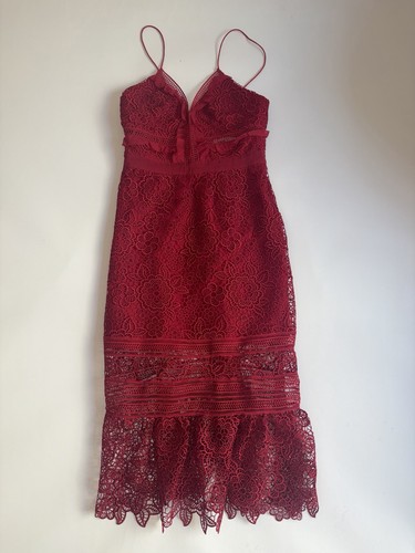 Self portrait red lace midi - lace,