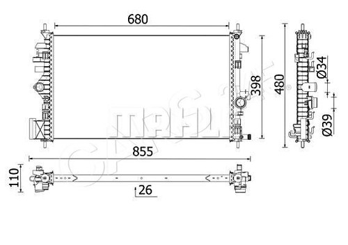 Radiator mahle fits opel - radiator,