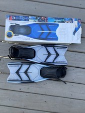 Deep See Aqua Glide Split Fins Size Small 5-8.5 Blue Scuba Flippers