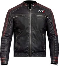FASHION FIRST MENS N7 JACKET FAUX LEATHER MOTORBIKE JACKET STREET FIGHTER BLACK