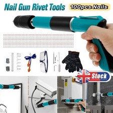Concrete Nail Gun Kit w/ 100pcs Nails Wall Fastening Tool Portable Nail Machine