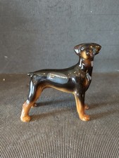 SMALL VINTAGE COOPERCRAFT CERAMIC DOBERMAN DOG FIGURINE WITH LABEL