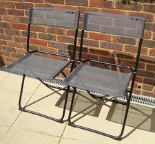 Pair of Lafuma Anytime Balcony Compact Folding Chairs - Black Frame/Grey Fabric