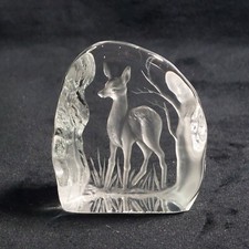Dartington Glass Paperweight Deer Signed Capredoni Intaglio Reverse Carved 7cm