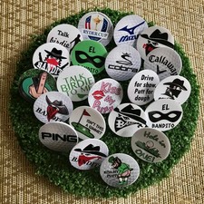 20 x 19mm  GOLF THEMED  PLASTIC STUDDED GOLFBALL MARKERS  FREE U.K.P&P