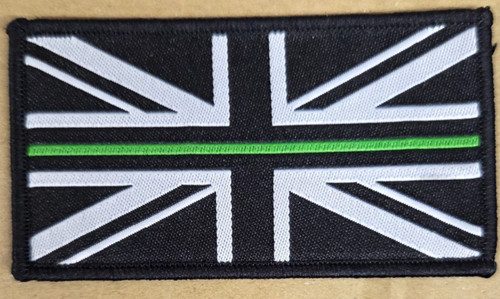 Union jack badge thin green - union,