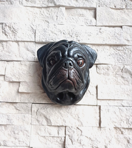 Stone black pug pugs - pug,