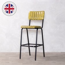 YELLOW FAUX LEATHER BAR STOOL