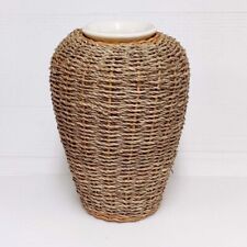 Wicker Weave Enclosed Pot Vase, 25 cm H