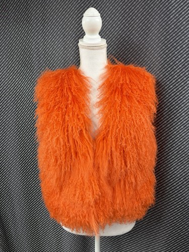 Mongolian lamb fur vest - mongolian, m