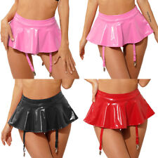 UK Womens Skirts Novelty Miniskirt Built-in Thong Clubwear Shiny Costume A-Line