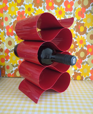 Vintage Red Metal Wine Rack