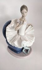LIadro Nao 1983 Retired 'A Dream Come True' Sitting Ballerina In Blue & plinth