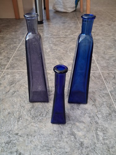 Cobalt glass bottles - 3x,