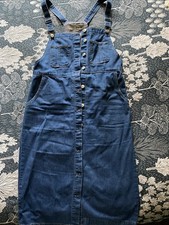 Topshop Moto Jeans Dungaree Size 12 Blue Denim Pinafore Dress