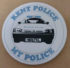 KENT POLICE Vintage c1980s Promotional Pin Badge Pinback 55mm Advertising 