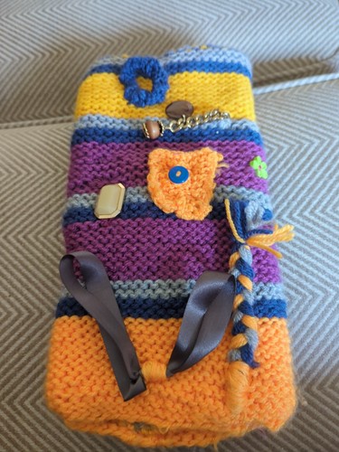 Hand knitted twiddle fiddle