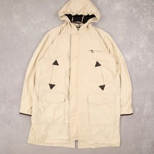 Armani Vintage 90s Jeans Full Zip Hooded Parka Jacket XL Men's Beige Gorpcore