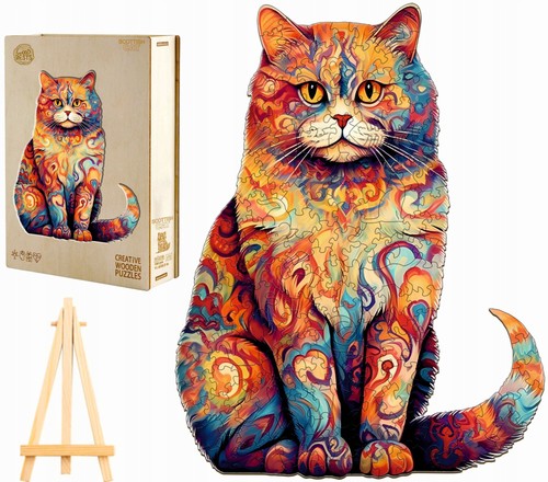 Wooden jigsaw puzzle - puzzle, cat
