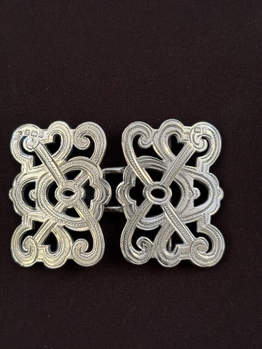 Small solid silver nurses belt - silver,