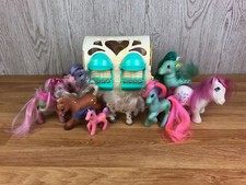 Bundle Of 8 x G1 My Little Ponies And Small Stable Box