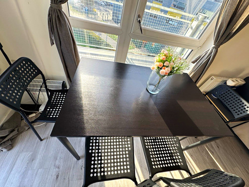 Black metal rectangular dining - black,