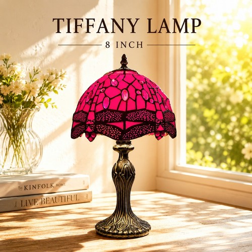 Antique tiffany style red - tiffany, 8"