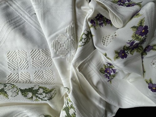 Vintage 85cm white hardanger - 85cm,