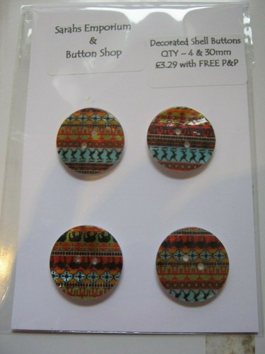 Large decorated shell buttons - large,