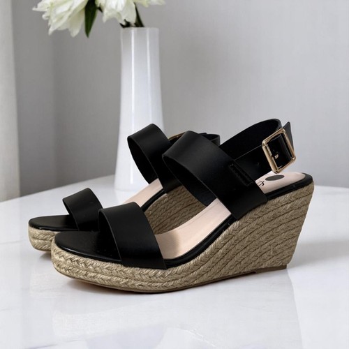 Womens black flatform sandals - black,