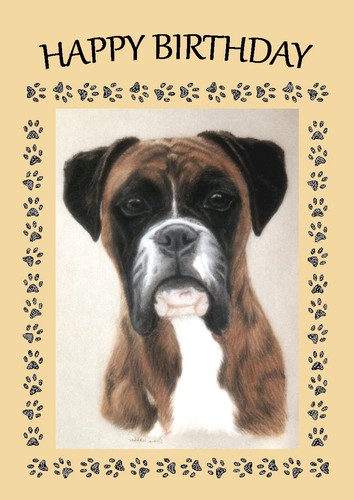 Boxer dog birthday card - dog,