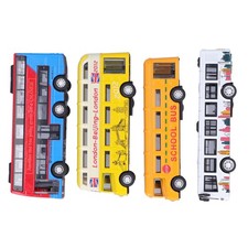 4Pcs Alloy Bus Toys Set Early Educational Pull Back Vehicle Model For Children