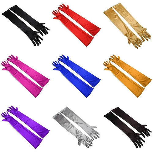 Satin gloves long elbow - gloves,
