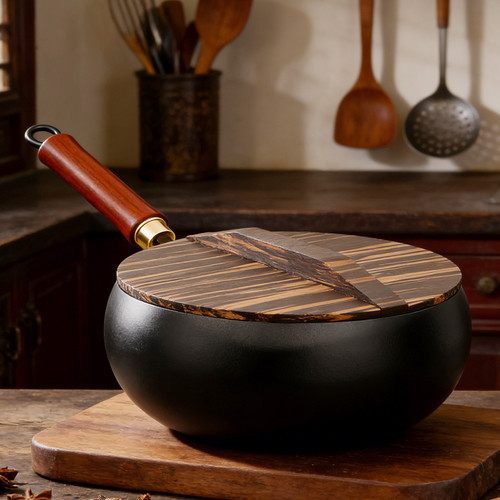 Cast iron deep pan saucepan - pan,
