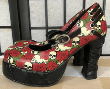 T.U.K Women's Mary Jane High Heeled Platform Shoes, Size 4 uk - Rare Vinatge TUK