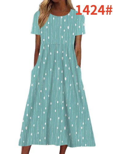 Ladies short sleeve boho - sleeve, midi