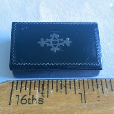 ANTIQUE Black Lacquered Snuff Box Paper Mache 1 1/4” Small