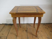 Mapsa Swiss Movement Wooden Marquetry Inlaid Small Musical Box Sewing Table