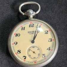 Vintage metal gents Sekonda 18 jewels railway Pocket Watch W/O Ref4282
