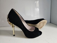 MODA IN PELLE DESIGNER UK 4 EU 37 WOMENS BLACK SUEDE COURT HIGH HEELS SHOES