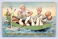 German Submarine Periscope Looking at Nude Mermaid WWII Soldier Mail Pensacola