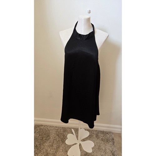 Zara black satin halter - satin, mini