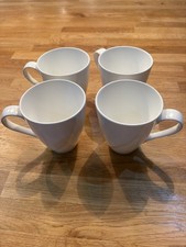 Four Belleek Living Bone China White Mugs